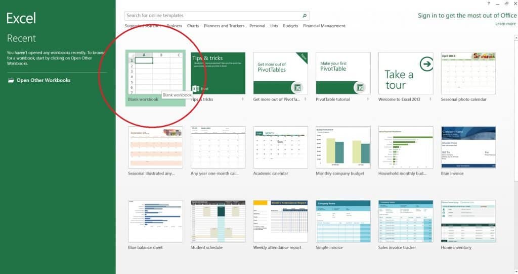 Step 2: Run the program and create a new spreadsheet.