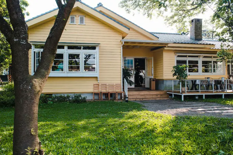 A yellow single family house